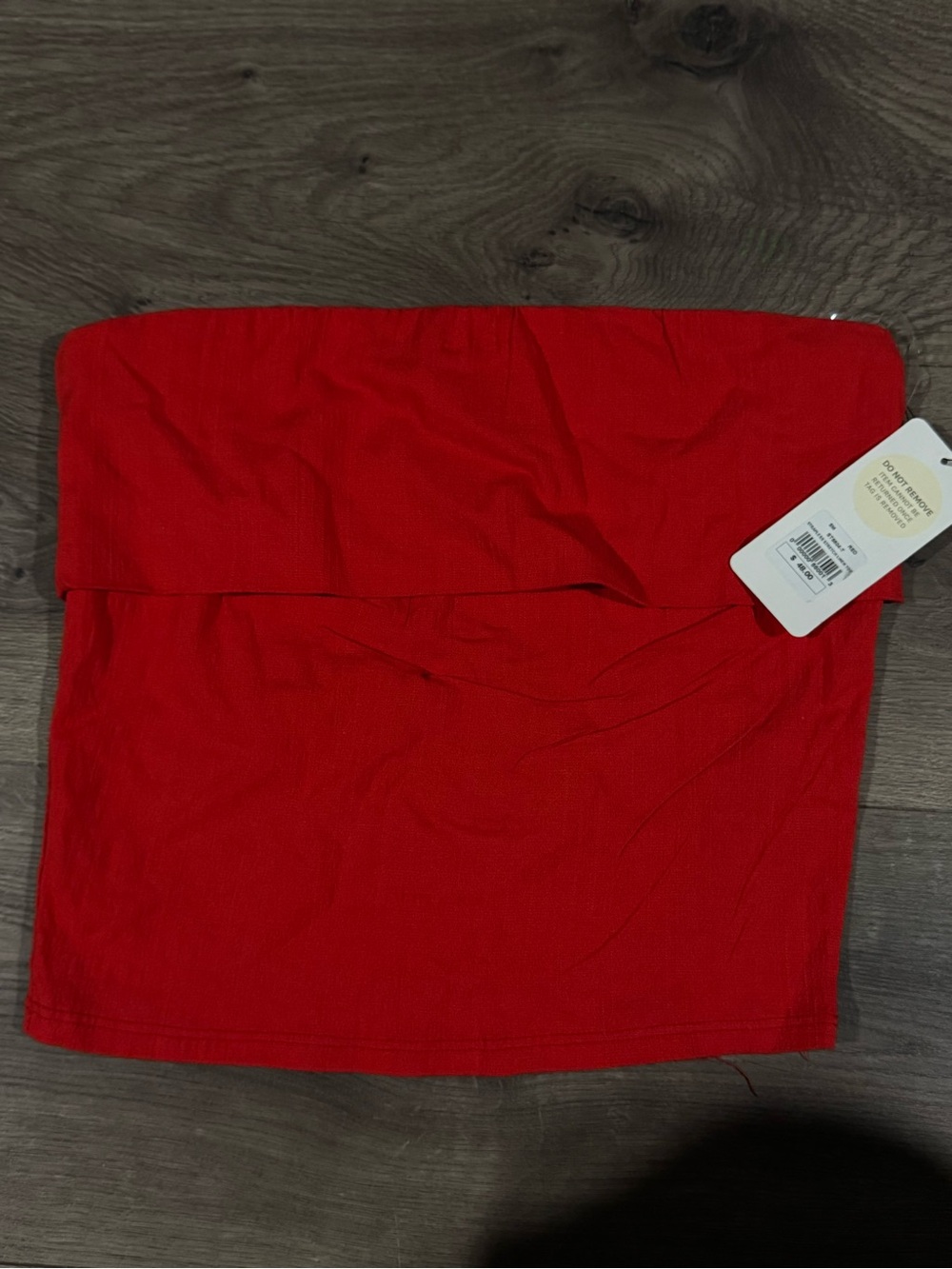 American Threads Red Fold-Over Tube Mini Skirt
